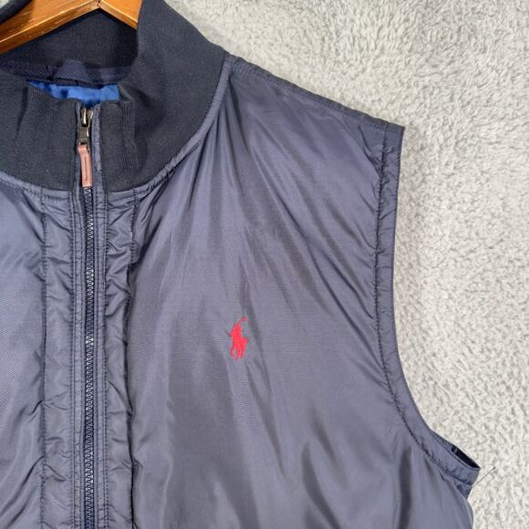 VTG Polo Ralph Lauren Puffer Vest Mens 2XL XXL Navy Blue Down - Picture 2 of 9